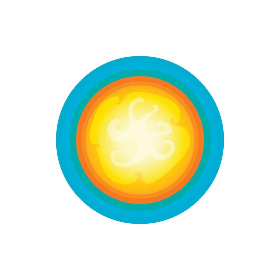 icono de sol en el cielo, estilo de dibujos animados vector