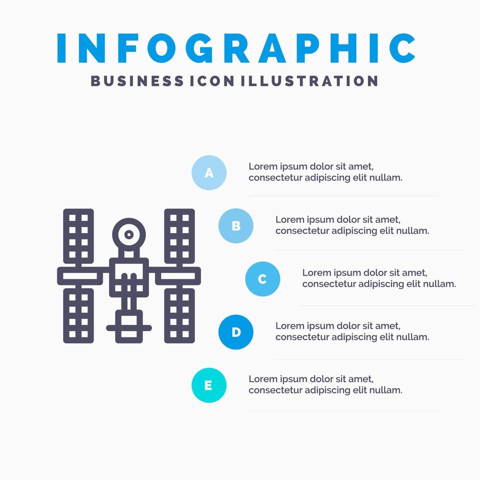 Complex Orbital Platform Satellite Space Line icon with 5 steps presentation infographics Background vector