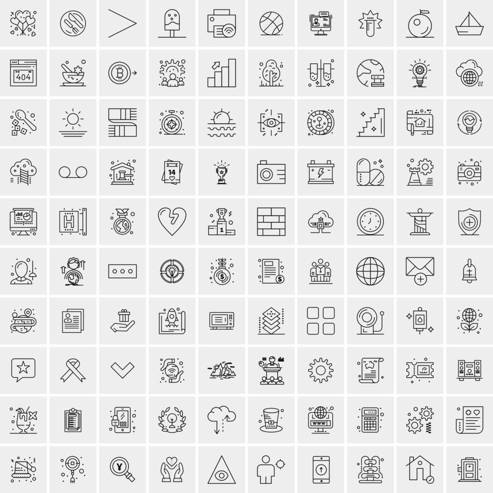 Pack of 100 Universal Line Icons for Mobile and Web vector