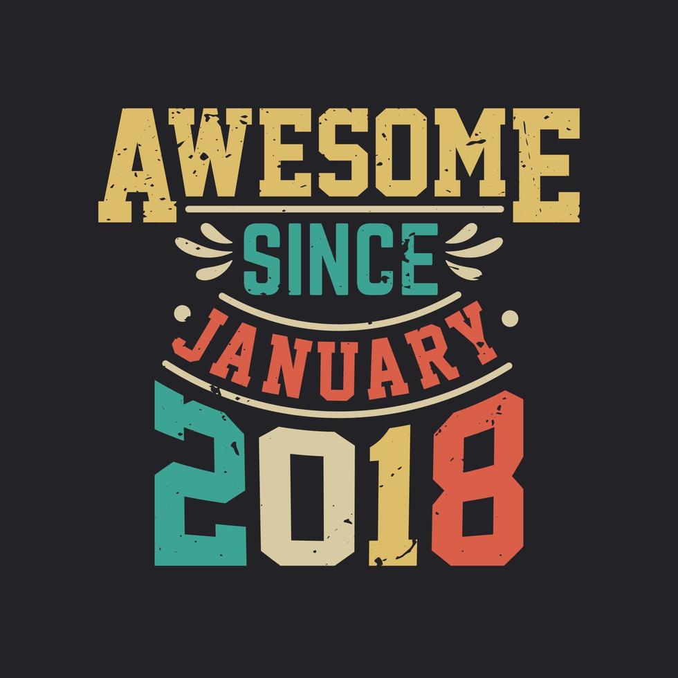 impresionante desde enero de 2018. nacido en enero de 2018 retro vintage cumpleaños vector