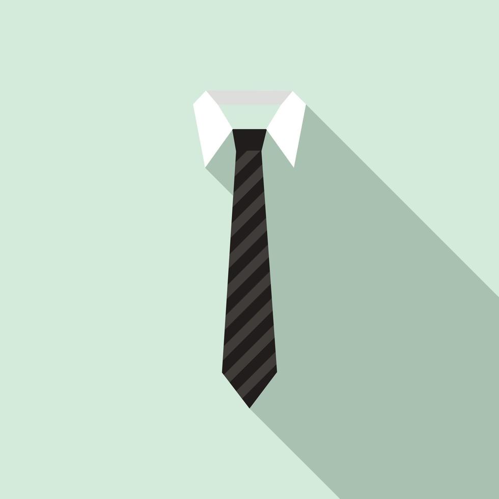 corbata negra en un icono de cuello de camisa, estilo plano vector