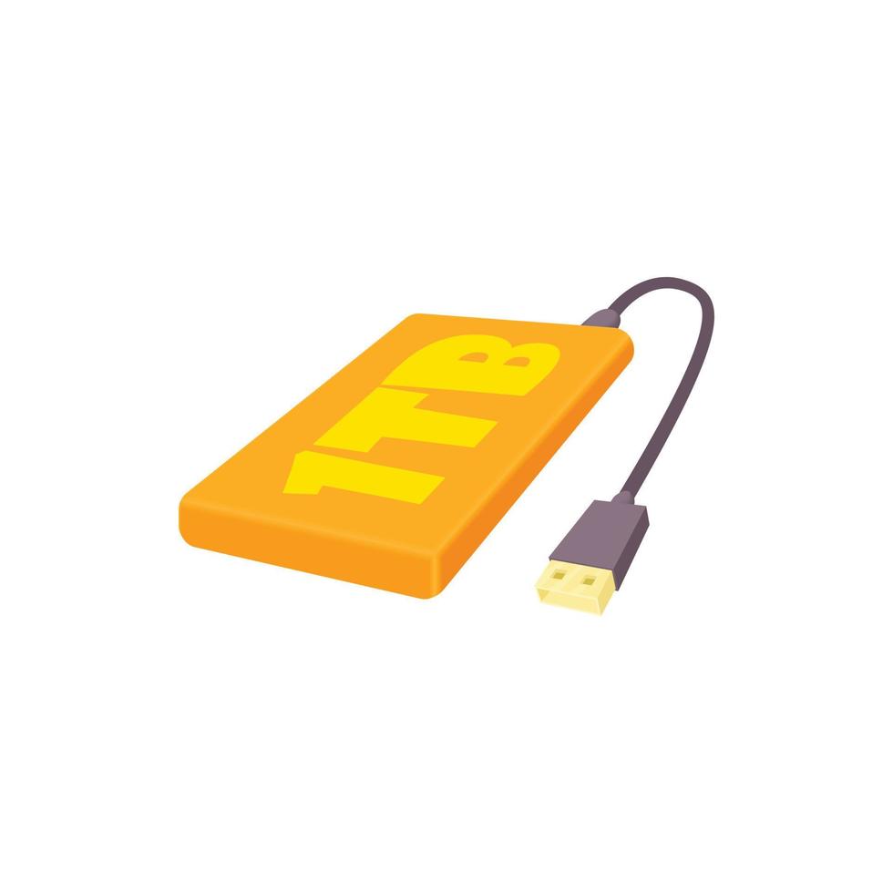 External hard drive 1tb icon, cartoon style vector