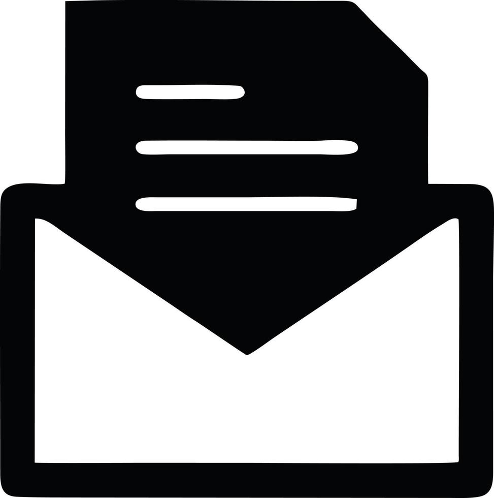 envelope icon in black vector image, illustration of envelope in black on white background, an envelope design on a white background