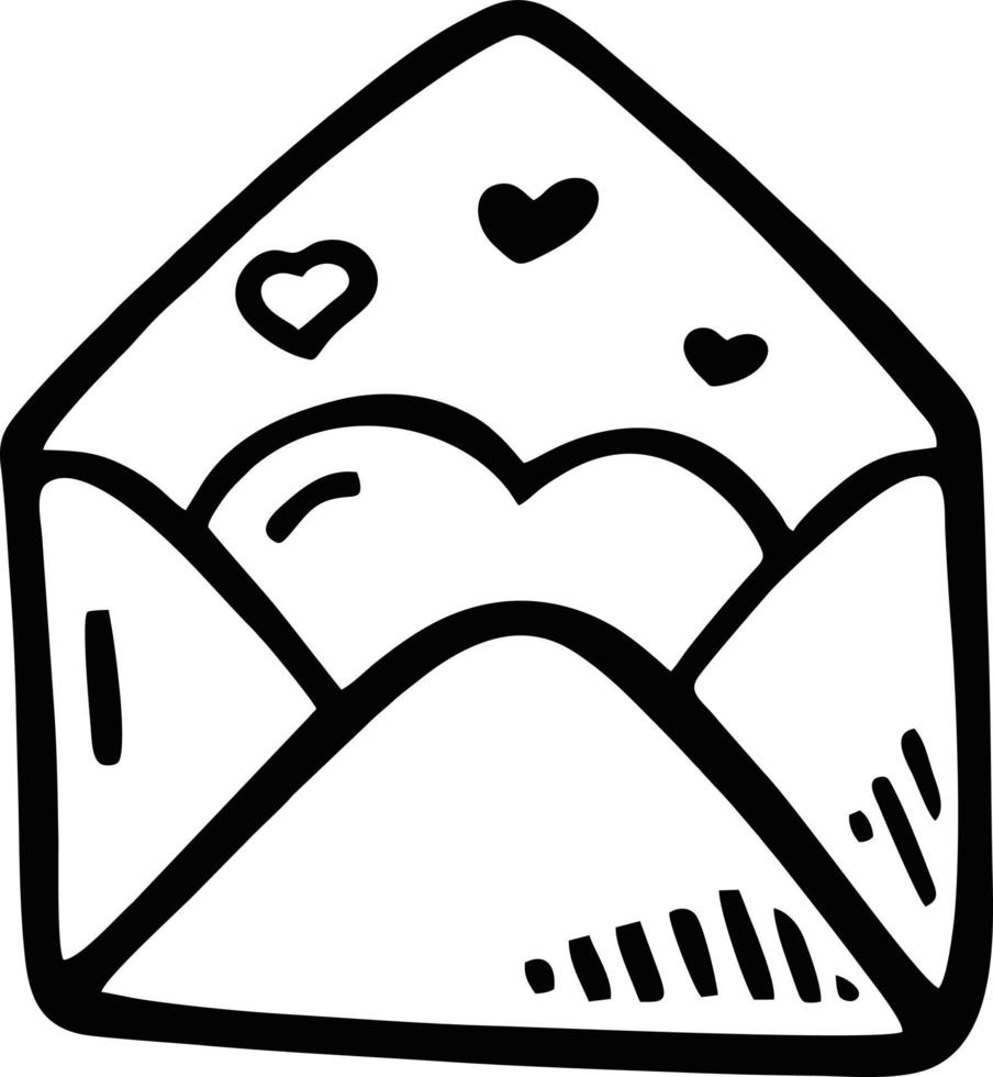envelope icon in black vector image, illustration of envelope in black on white background, an envelope design on a white background