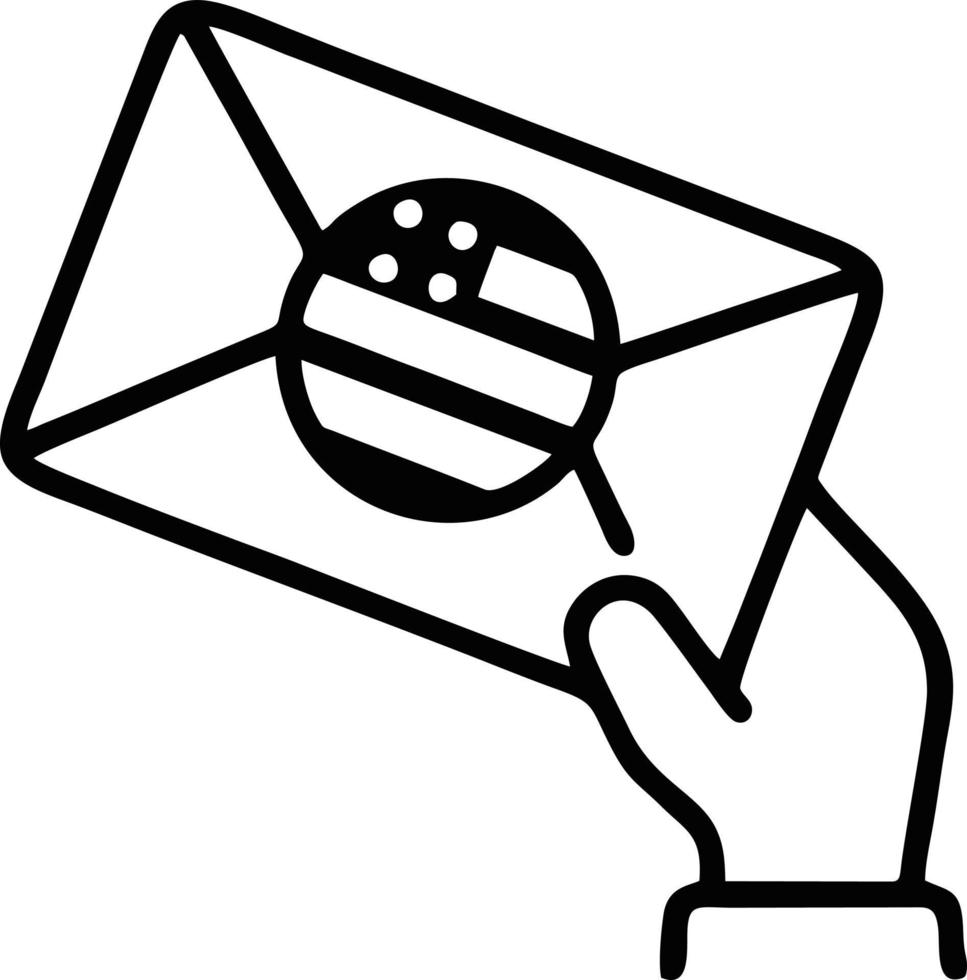 envelope icon in black vector image, illustration of envelope in black on white background, an envelope design on a white background