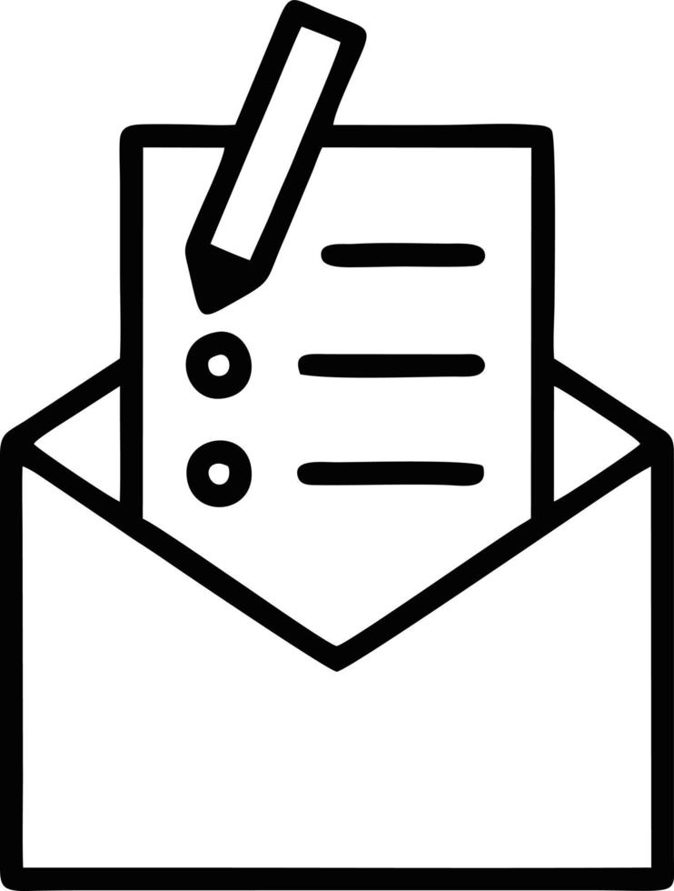 envelope icon in black vector image, illustration of envelope in black on white background, an envelope design on a white background