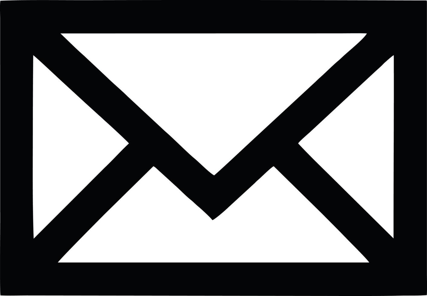 envelope icon in black vector image, illustration of envelope in black on white background, an envelope design on a white background