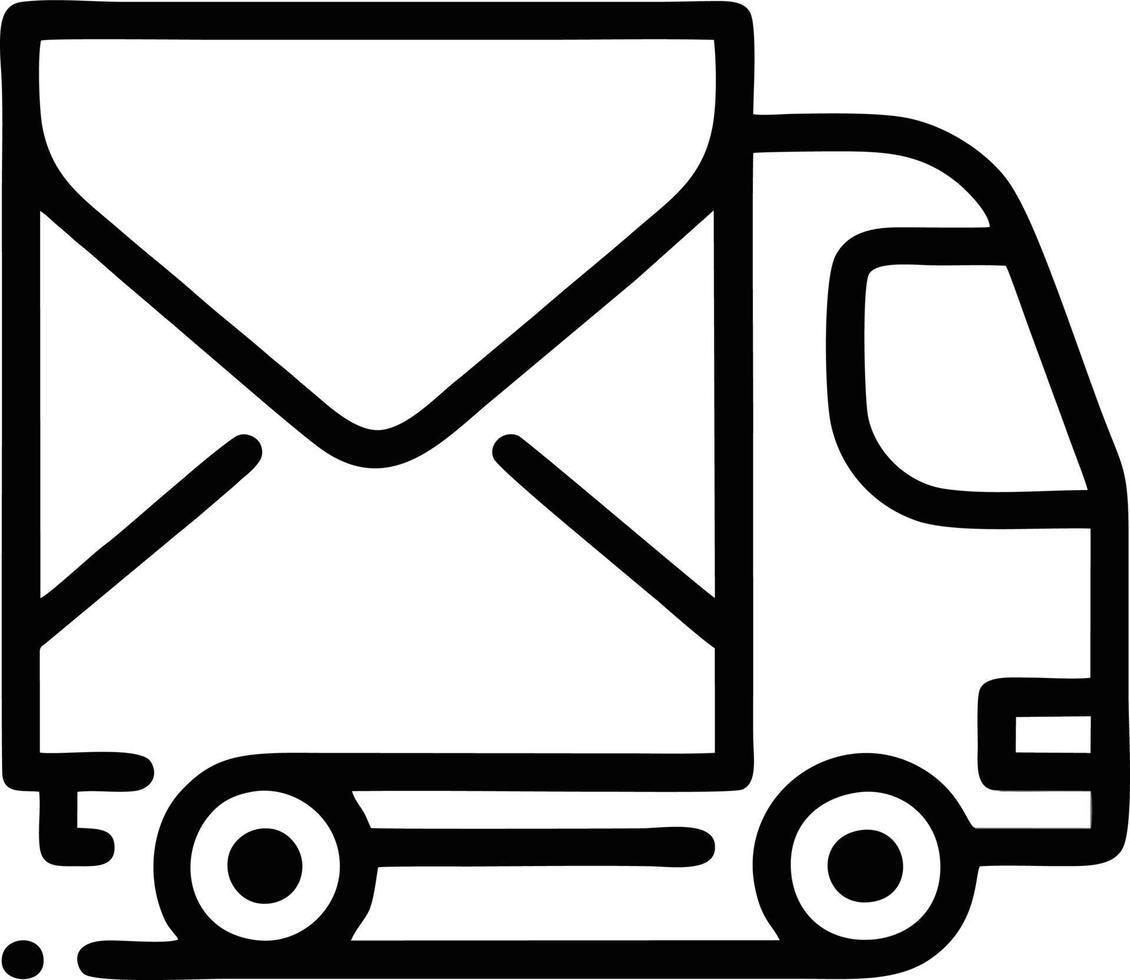 envelope icon in black vector image, illustration of envelope in black on white background, an envelope design on a white background