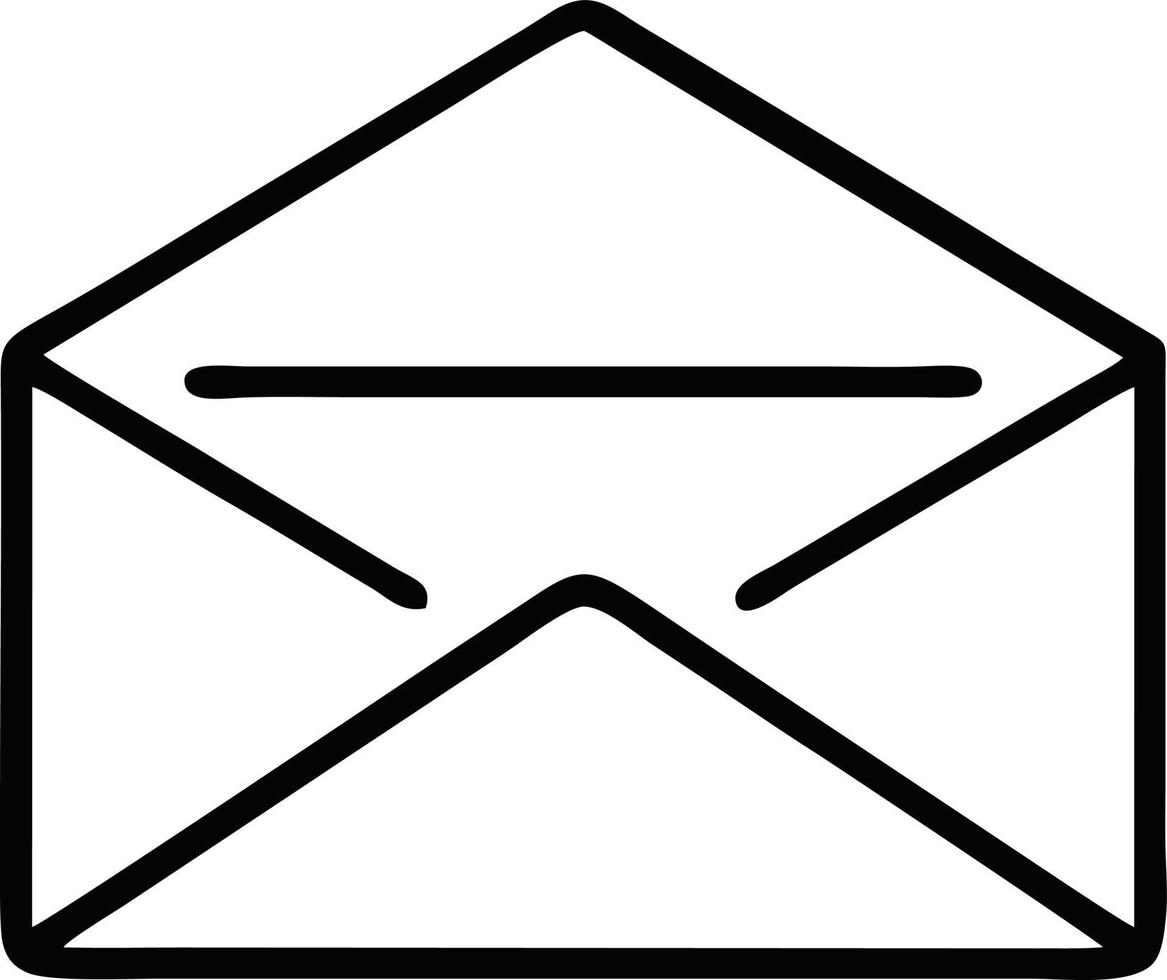 envelope icon in black vector image, illustration of envelope in black on white background, an envelope design on a white background