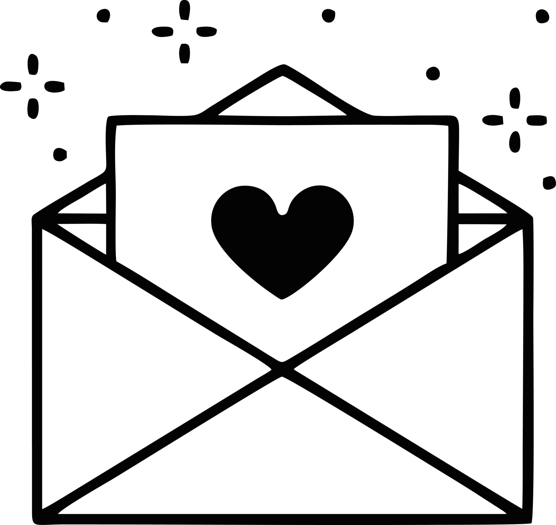 envelope icon in black vector image, illustration of envelope in black