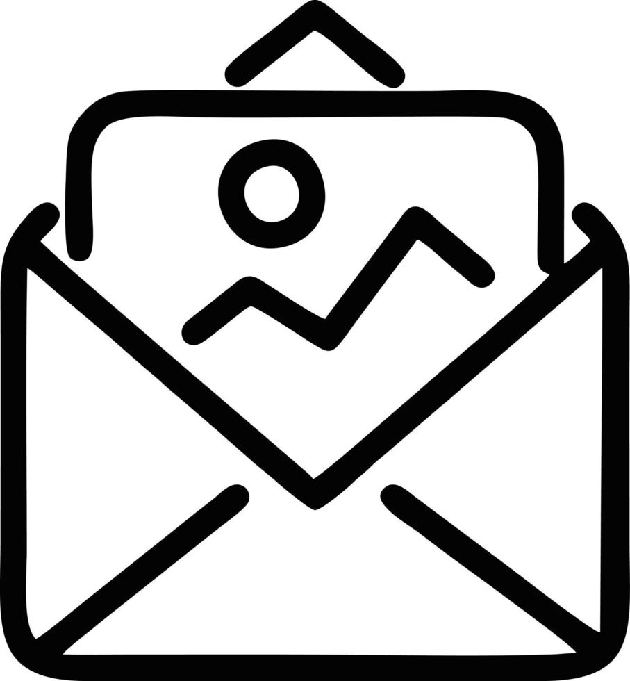 envelope icon in black vector image, illustration of envelope in black on white background, an envelope design on a white background