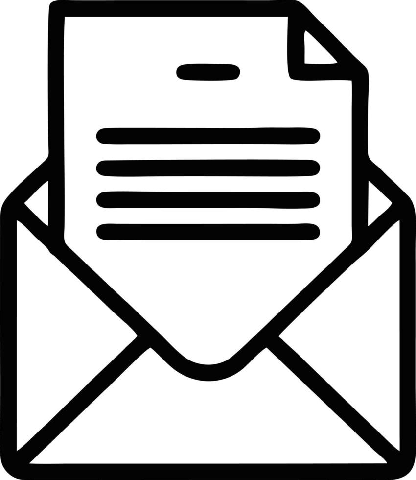 envelope icon in black vector image, illustration of envelope in black on white background, an envelope design on a white background