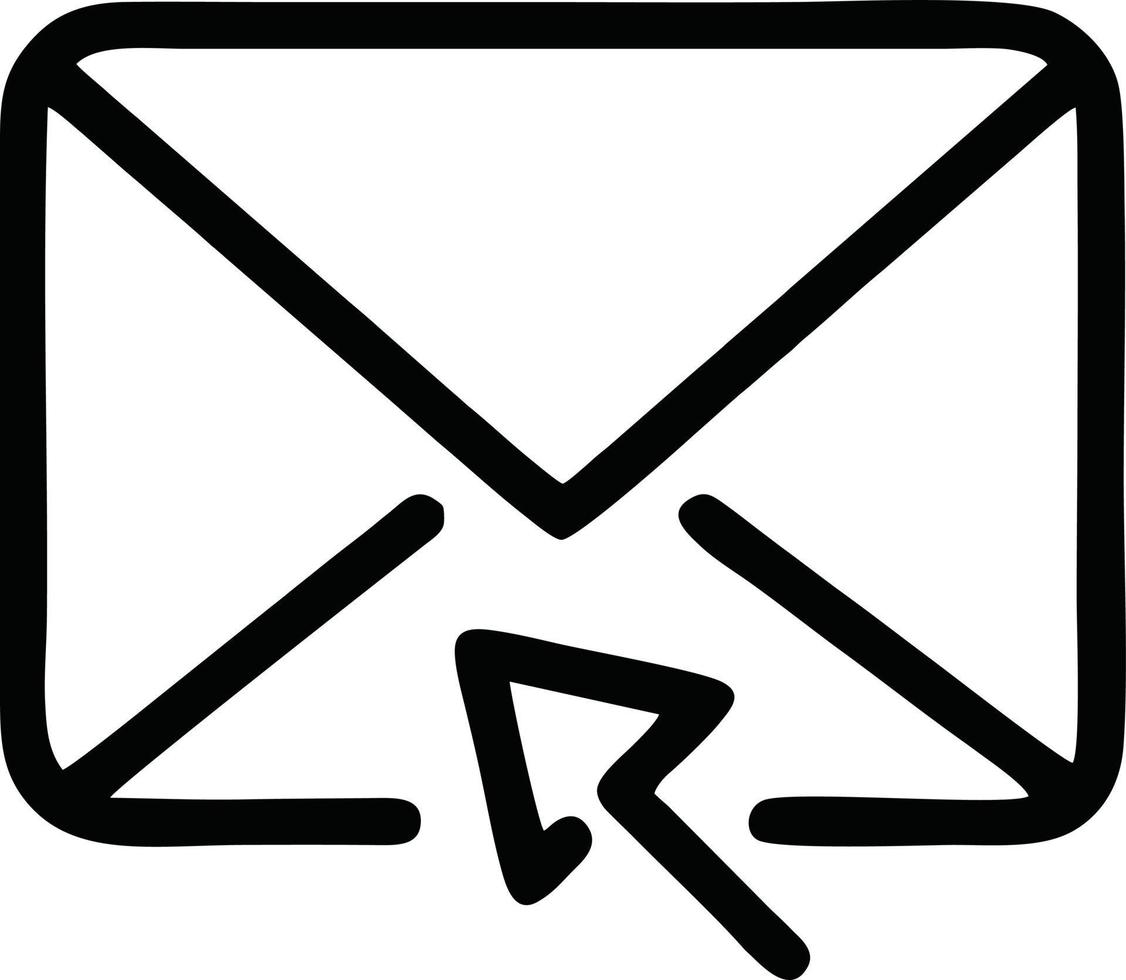 envelope icon in black vector image, illustration of envelope in black on white background, an envelope design on a white background