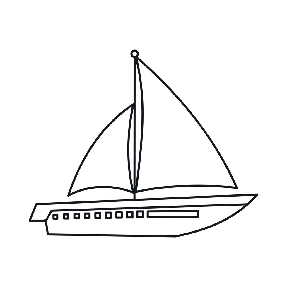 Sailing yacht icon, outline style vector
