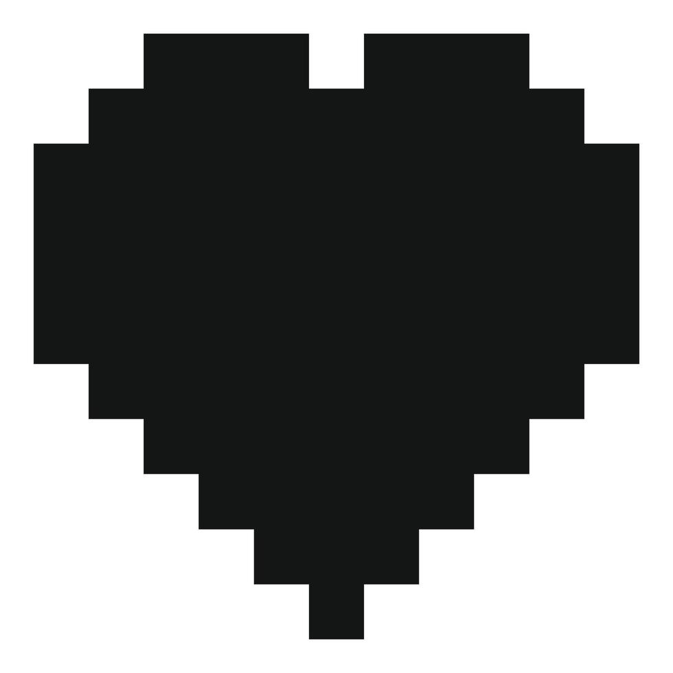 Pixel heart icon, simple style. vector