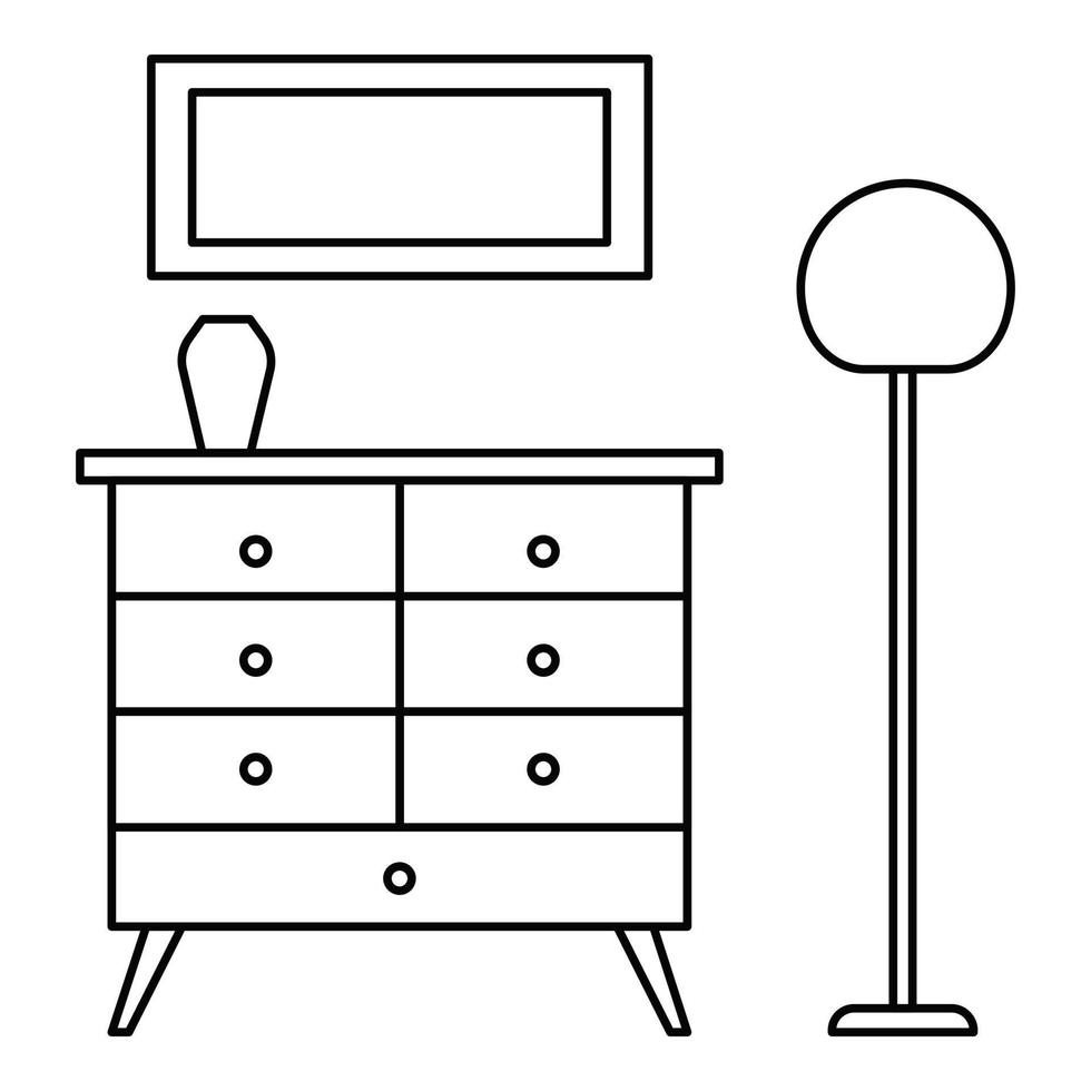 icono de cajón de ropa de la habitación, estilo de esquema vector