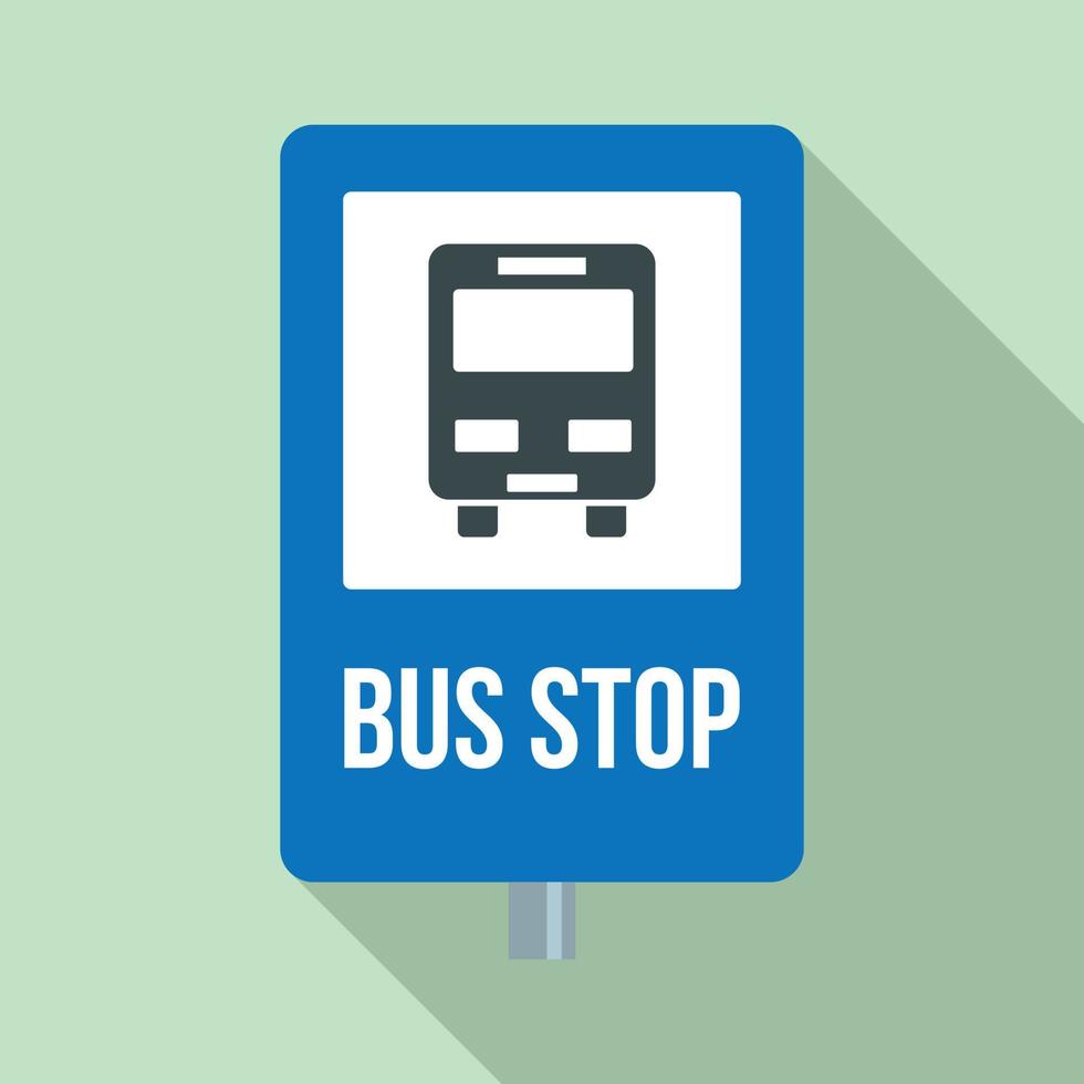 City bus stop sign icon, flat style vector