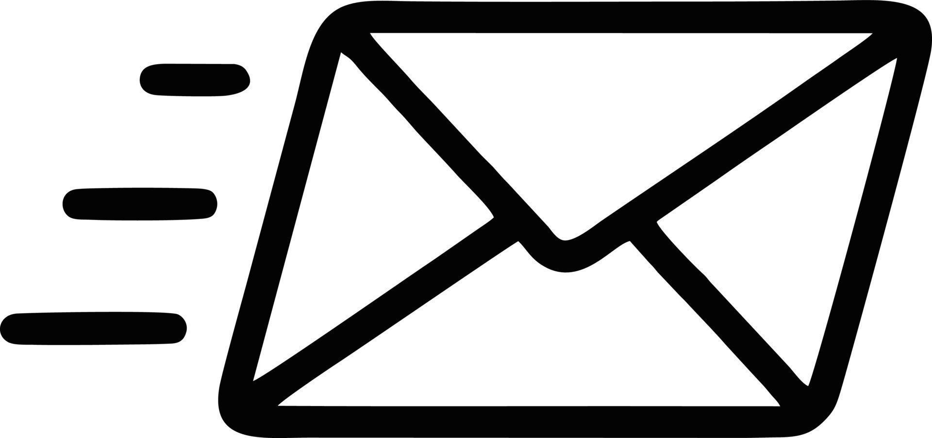 envelope icon in black vector image, illustration of envelope in black on white background, an envelope design on a white background