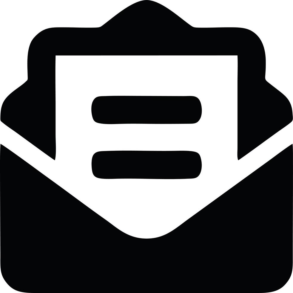 envelope icon in black vector image, illustration of envelope in black on white background, an envelope design on a white background