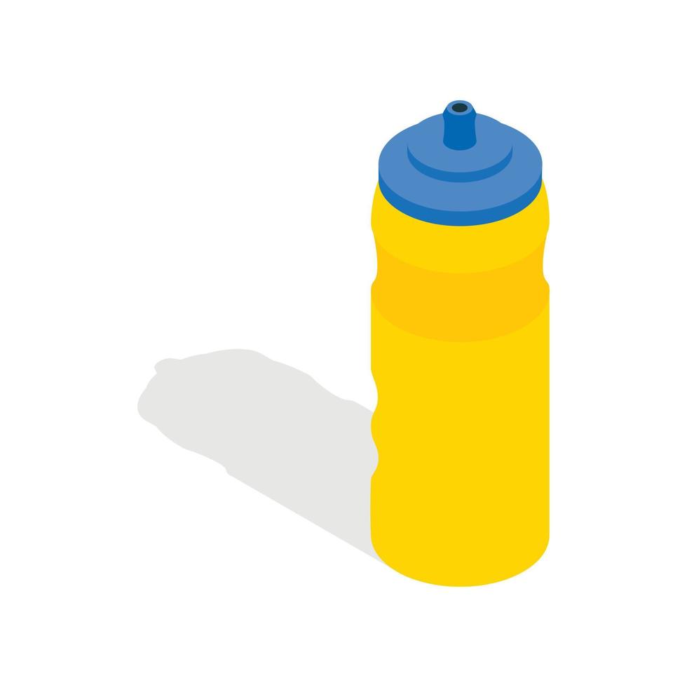 Yellow sport plastic water bottle icon vector