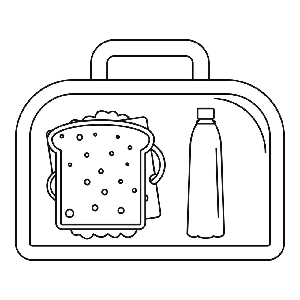 icono de caja de sándwich de almuerzo, estilo de contorno vector