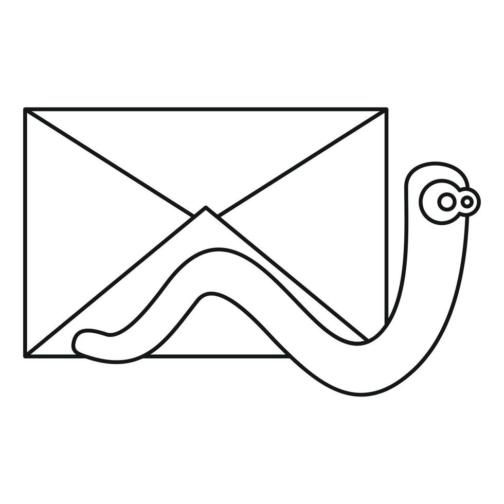 icono de gusano de virus de correo, estilo de contorno vector
