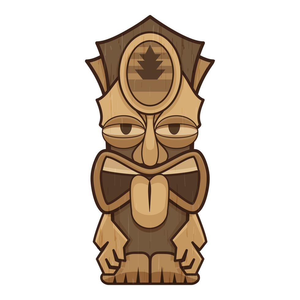 Tribal tiki idol icon, cartoon style vector