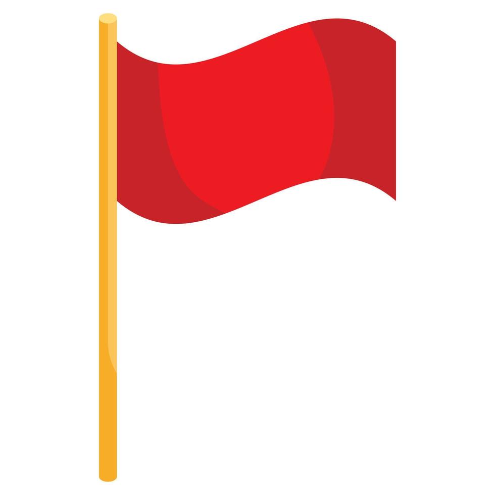 Red soccer corner flag icon, cartoon style vector