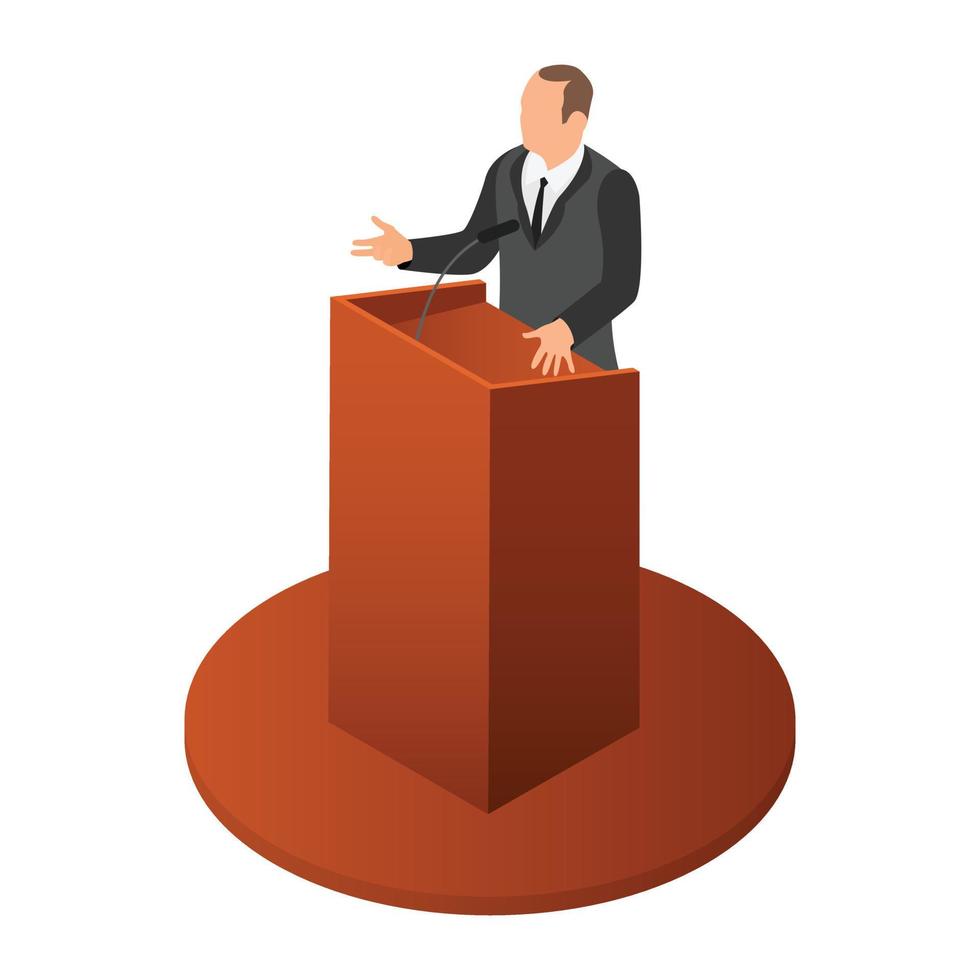 Politician speak icon, isometric style vector