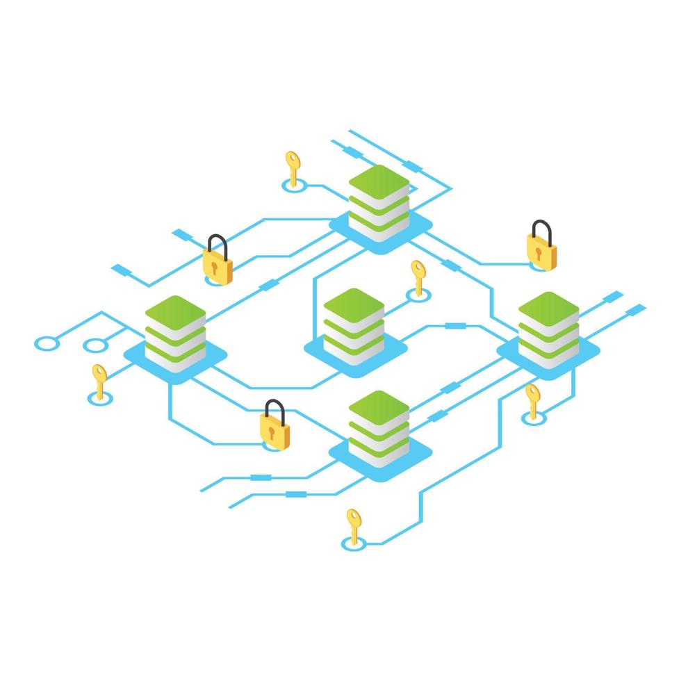 Protection exchange icon, isometric style vector