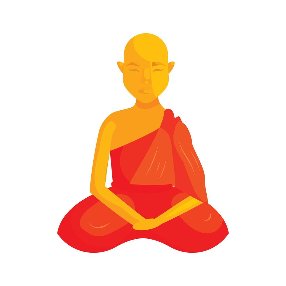 Buddhist monk icon, cartoon style vector