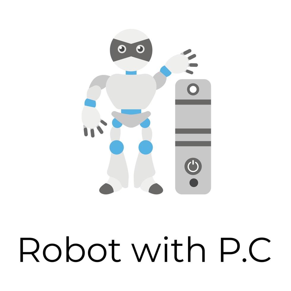 Robot With Pc vector