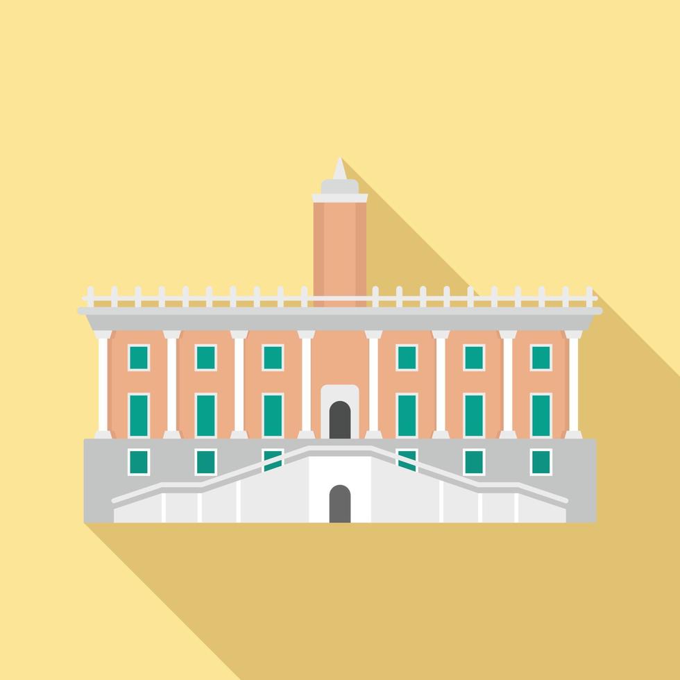 Historical european building in city icon, flat style vector