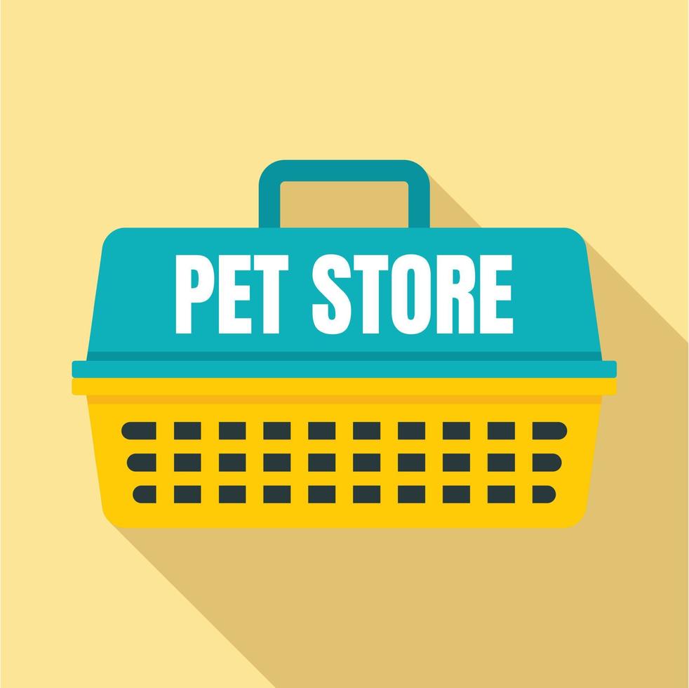 Pet store basket logo, flat style vector