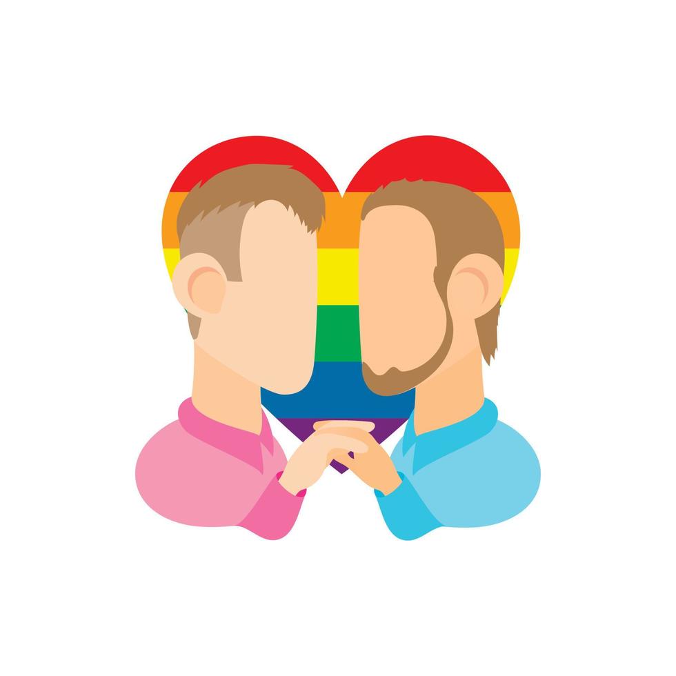 Two men gay icon, cartoon style vector