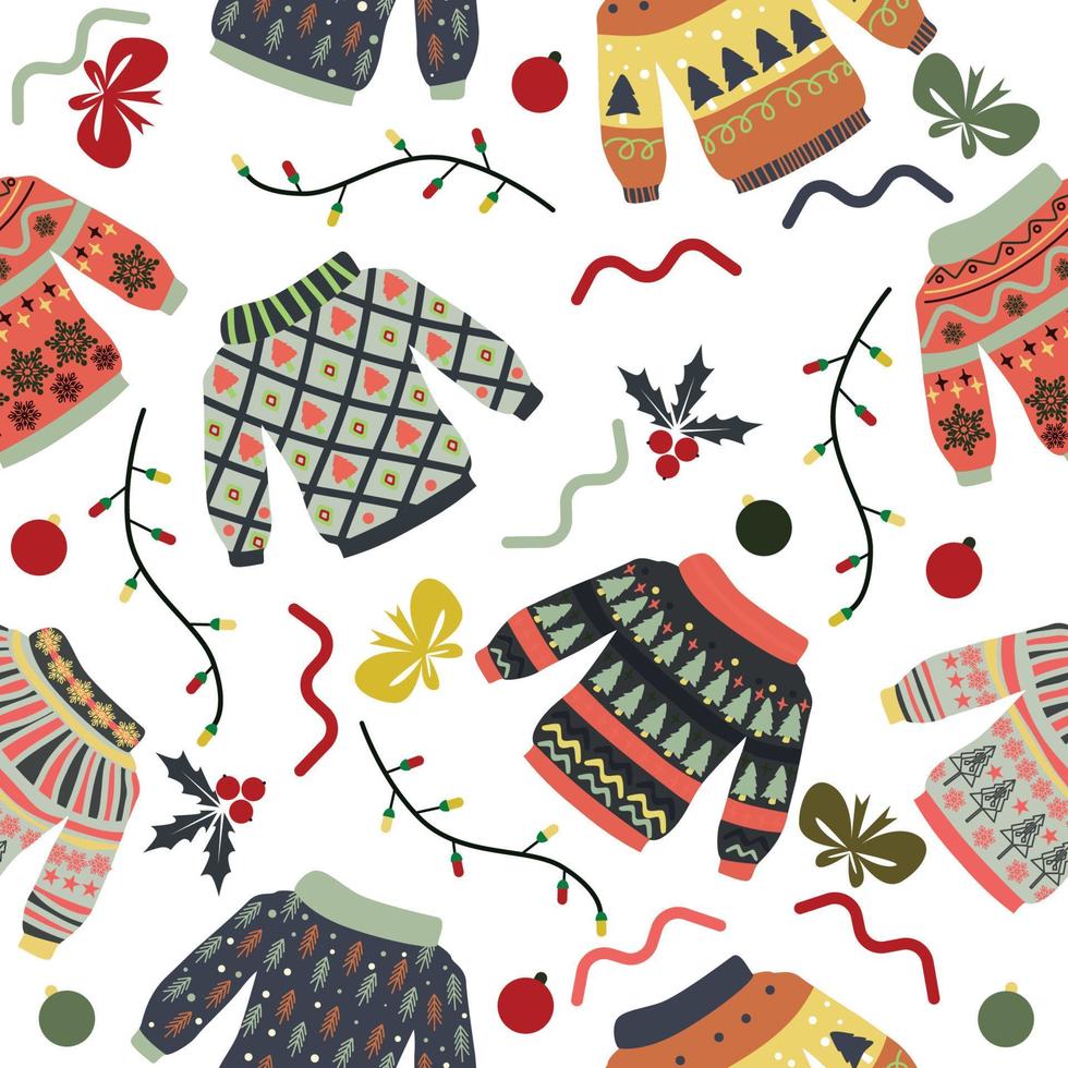 Ugly Sweater Seamless Pattern Concept vector