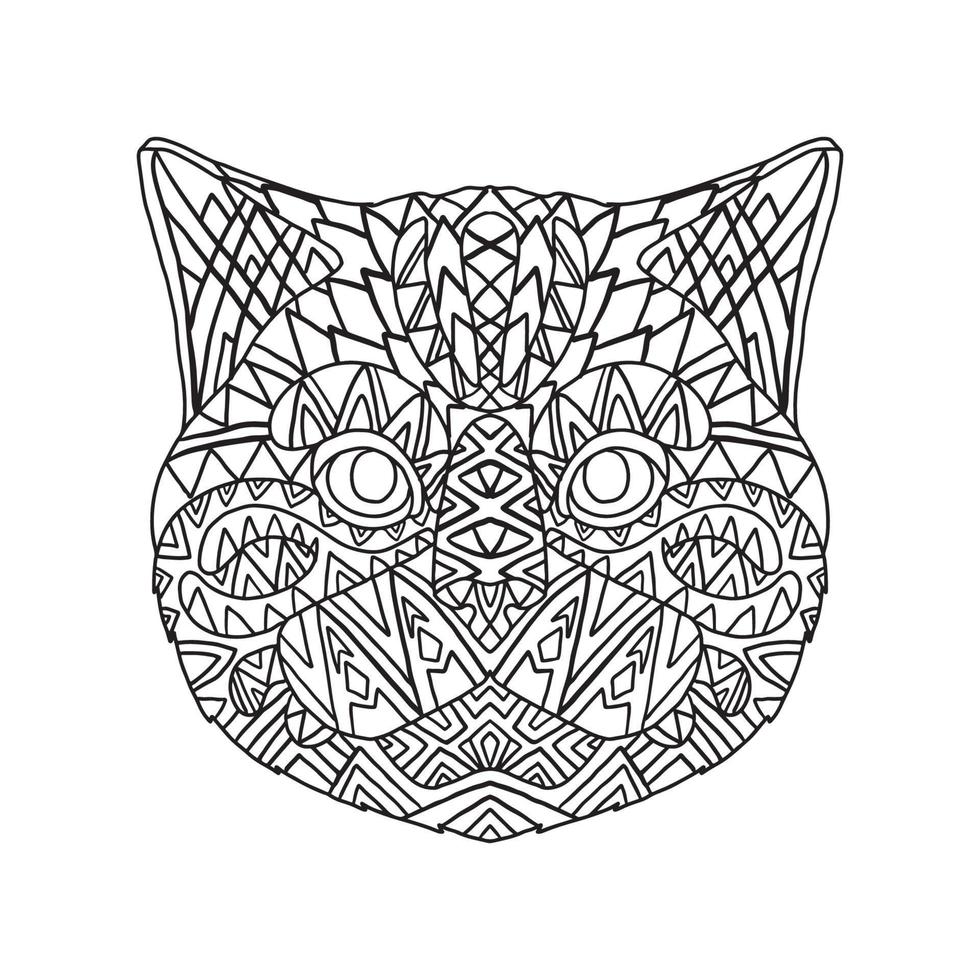 Cat Animal Doodle Pattern Coloring Page vector