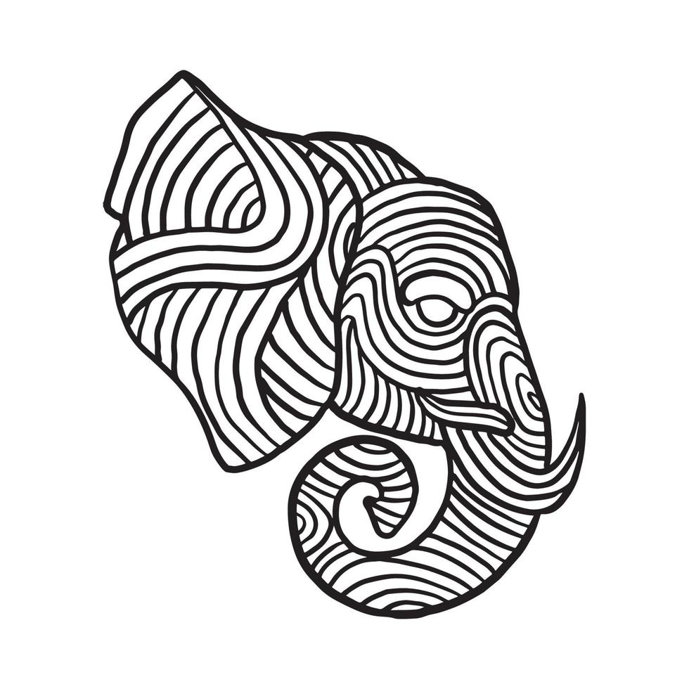 Elephant animal doodle pattern Coloring Page vector