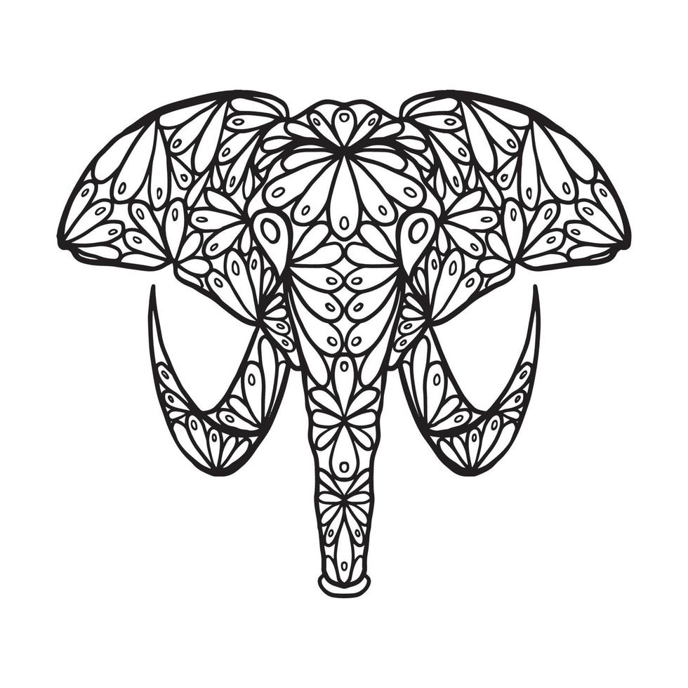 Elephant animal doodle pattern Coloring Page vector