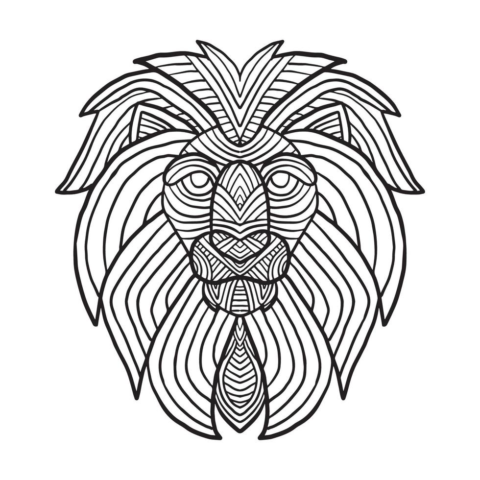 Lion Animal Doodle Pattern Coloring page vector