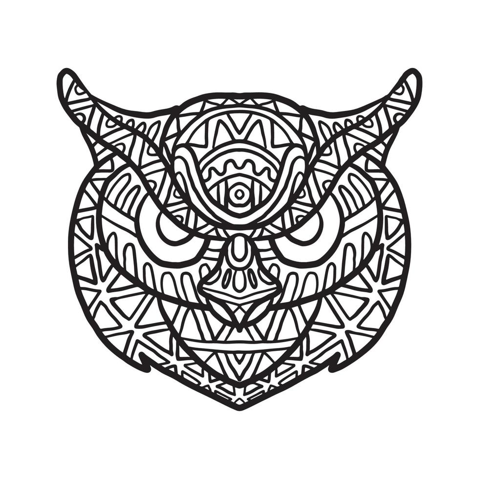 Owl Bird Doodle Pattern Coloring Page vector