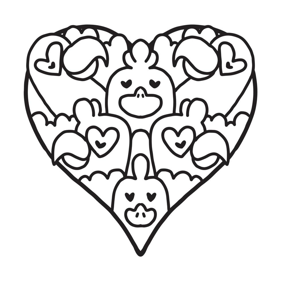 corazón garabato lindo san valentín página para colorear vector