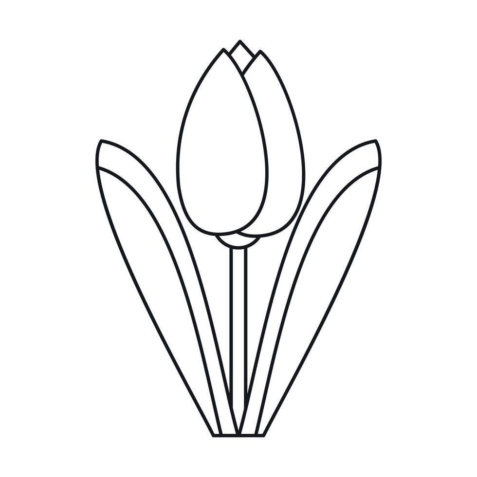 Tulip icon, outline style vector