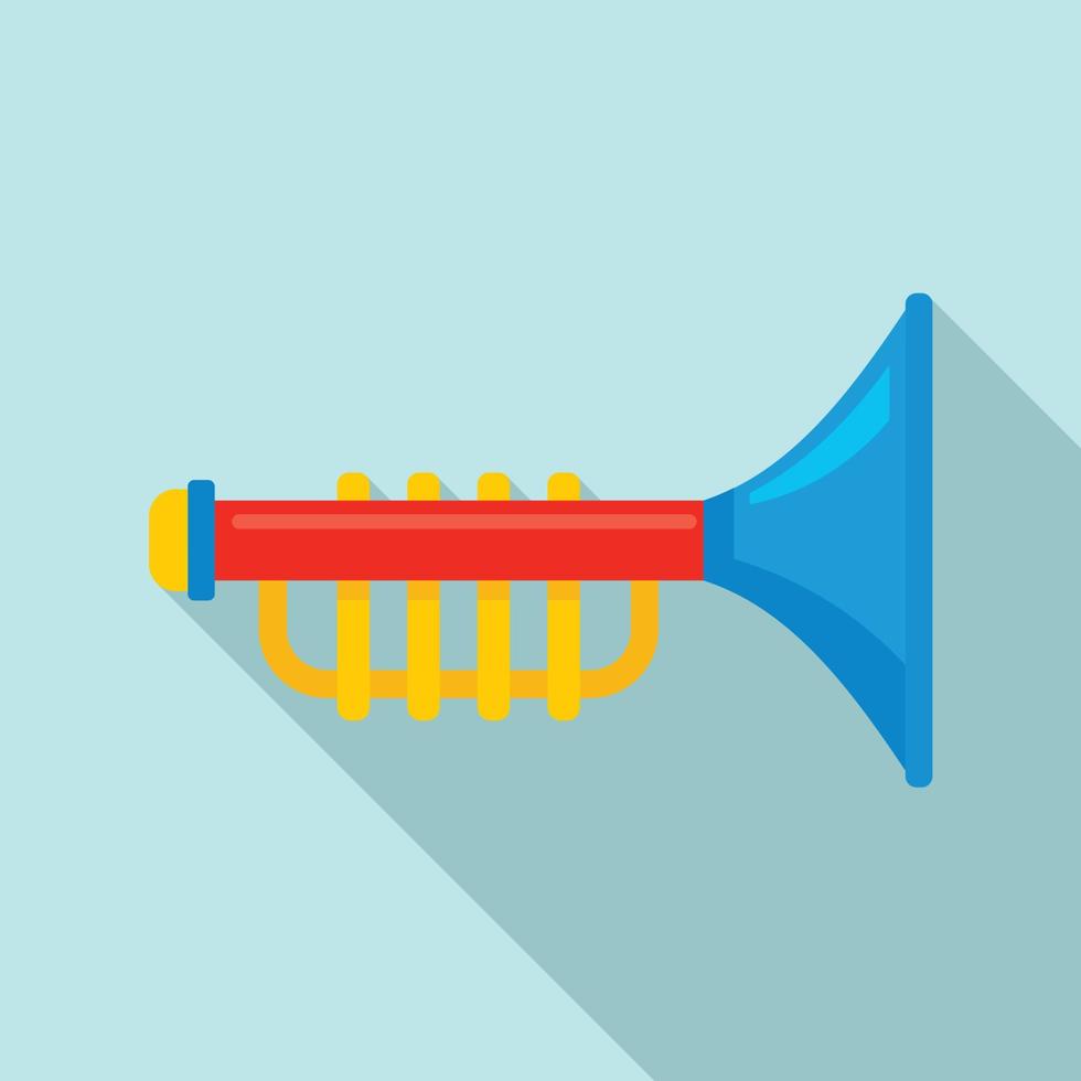 Toy trumpet icon, flat style vector