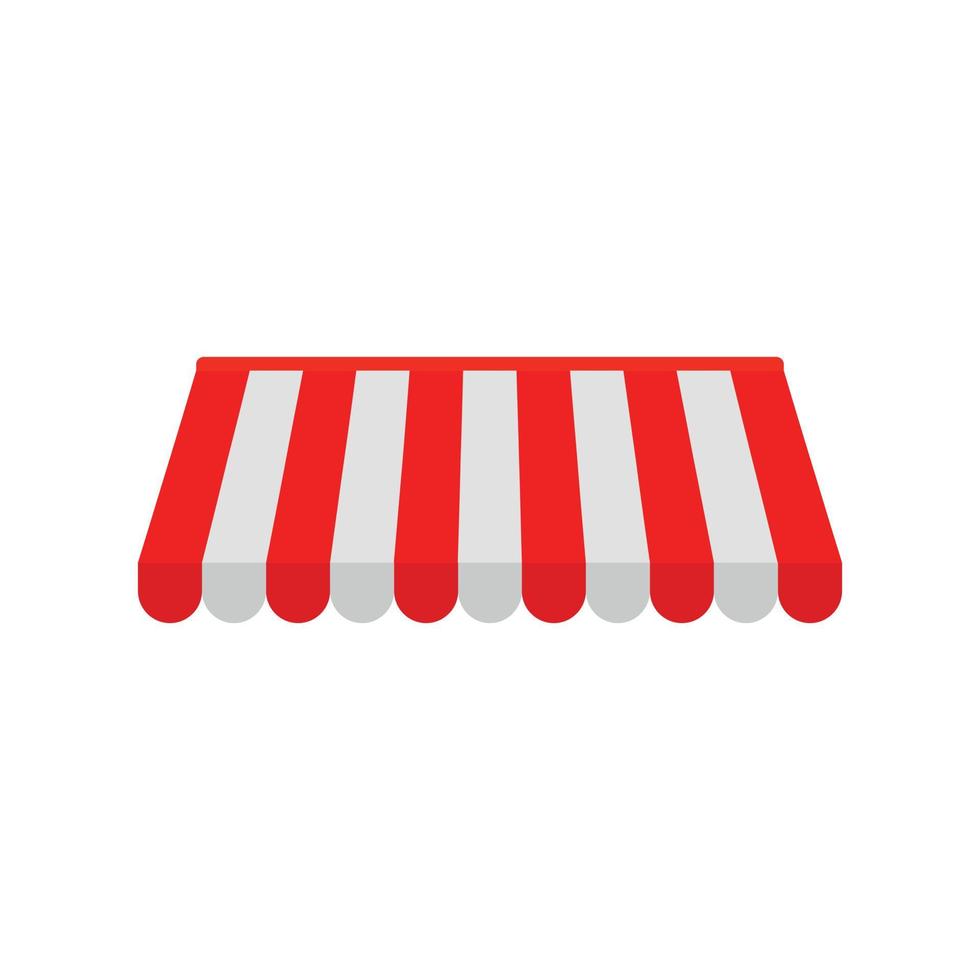 Red white outdoor street tent icon, flat style vector