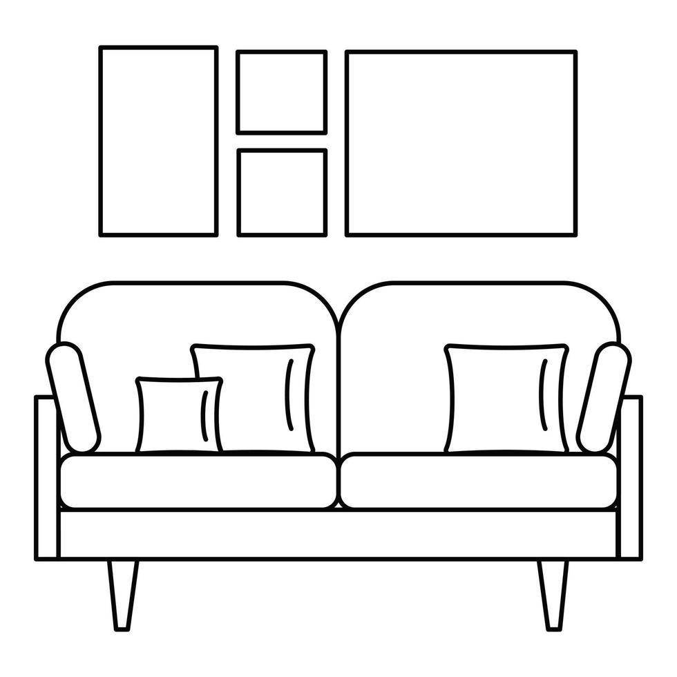 Soft sofa icon, outline style vector