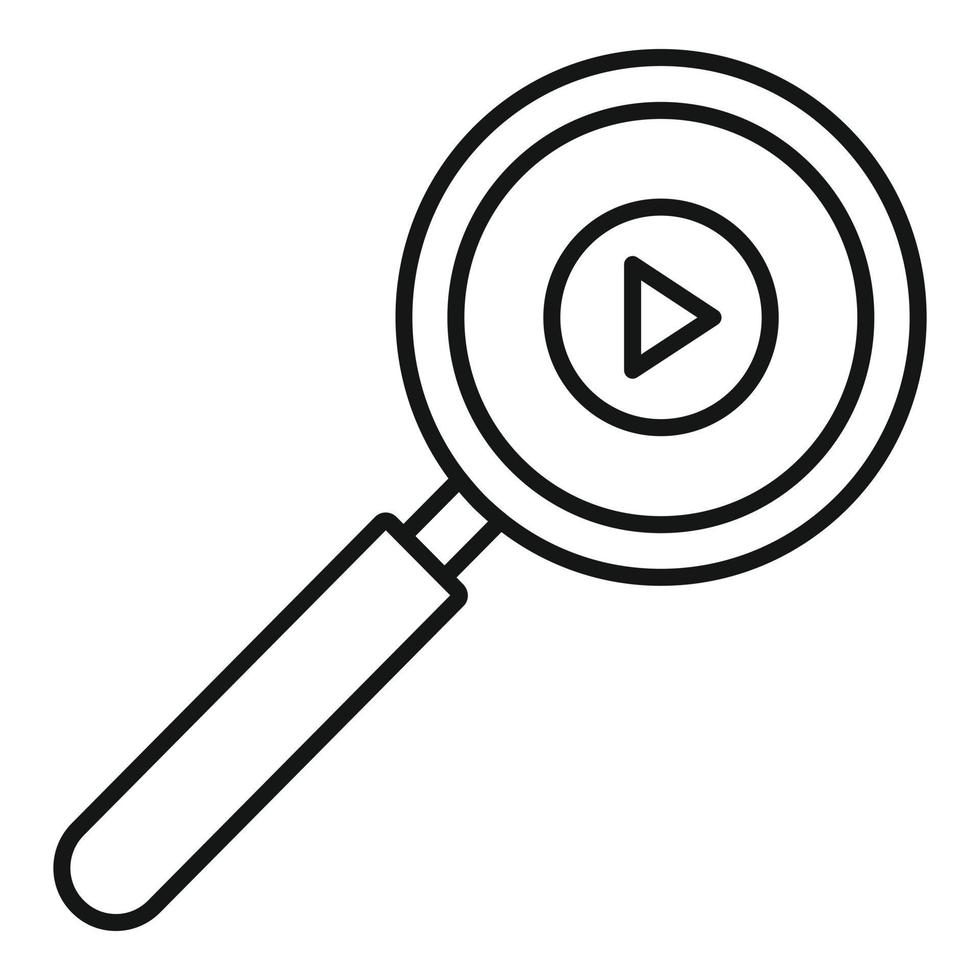 Play magnify glass icon, outline style vector