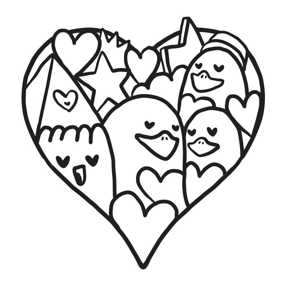 Heart Doodle Cute Valentine Coloring Page vector