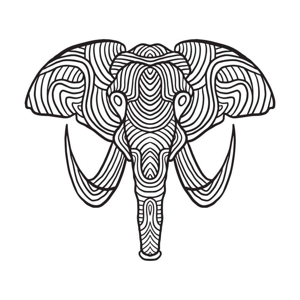 Elephant animal doodle pattern Coloring Page vector