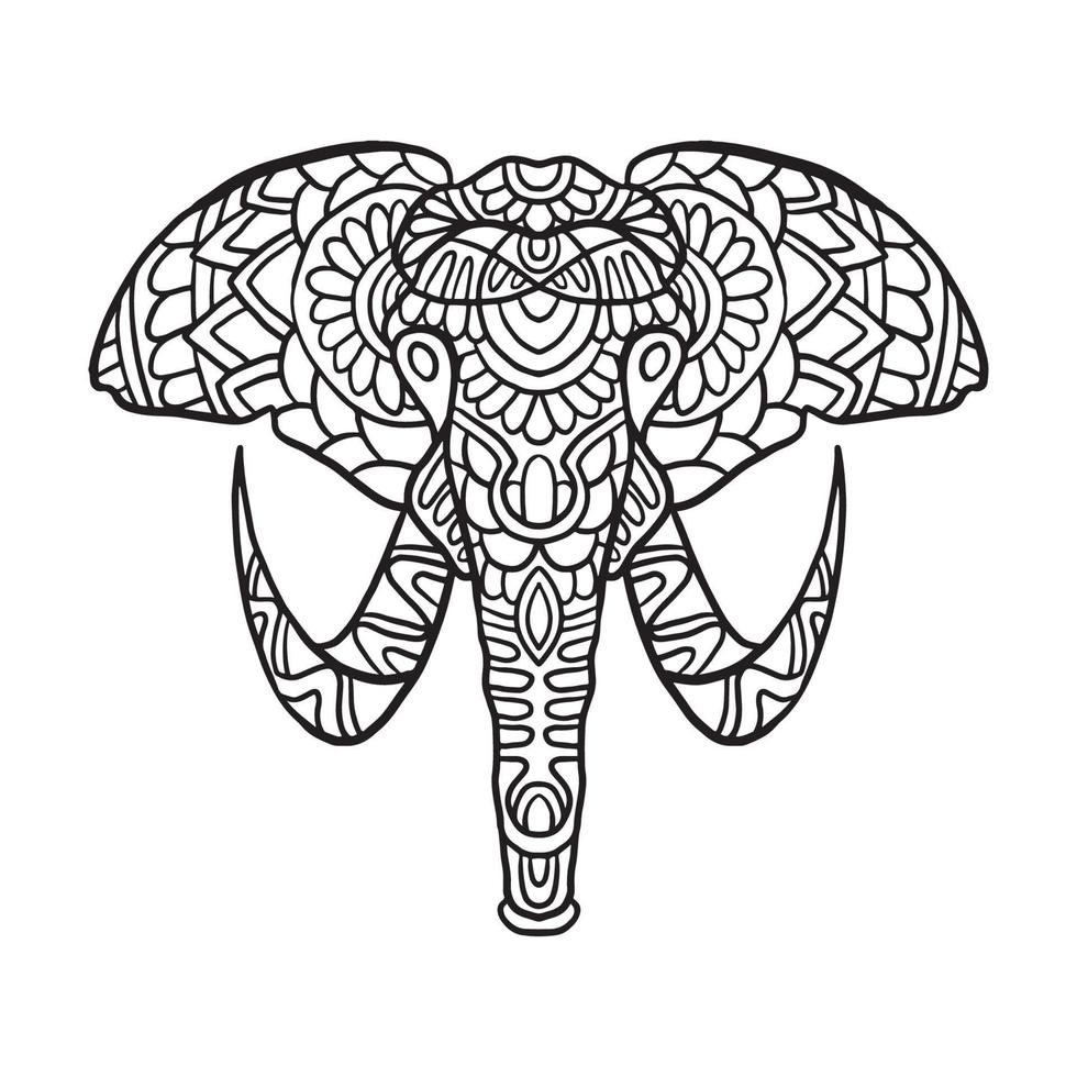 Elephant animal doodle pattern Coloring Page vector